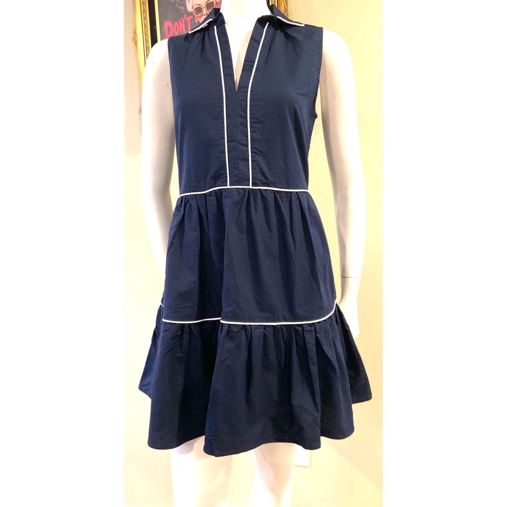 Kiel James Patrick Dress Nautical Tiered Sleeveless with White Piping Trim - Picture 2 of 15